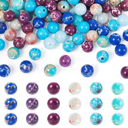 180Pcs 6 Styles Dyed Natural & Synthetic Imperial Jasper Beads Strands G-TA0002-41-1