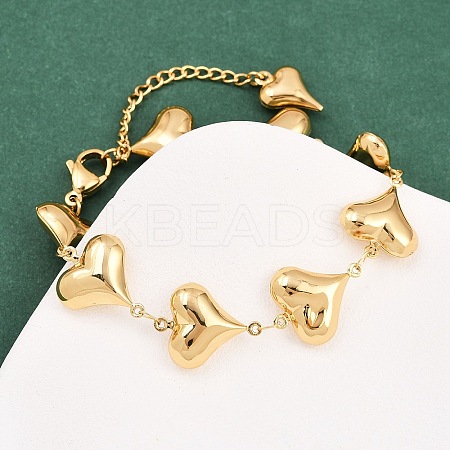 304 Stainless Steel Heart Link Chain Bracelets for Valentine's Day Gift LS-BJEW-D359-17A-G-1