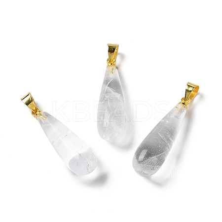 Natural Quartz Crystal Teardrop Pendants G-Q005-03G-09-1