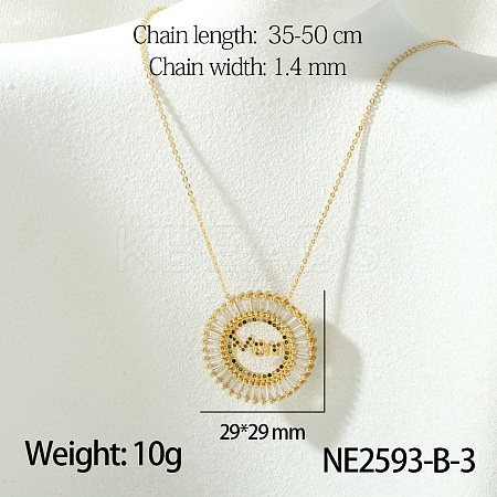 Mother's Day Brass Micro Pave Clear Cubic Zirconia Pendant Necklaces FS-WG67A5B-11-1