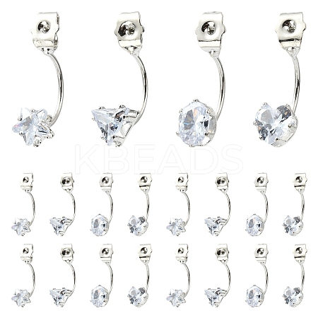 16Pcs 4 Styles Alloy Clear Cubic Zirconia Earring Nuts FIND-YW0012-06A-1