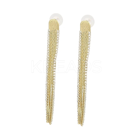 Cubic Zirconia Chains Tassel Earrings LS-EJEW-P236-03G-1
