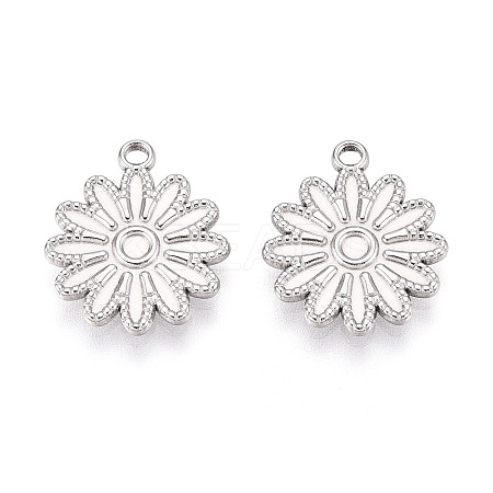 304 Stainless Steel Flower Pendants STAS-T069-25P-1