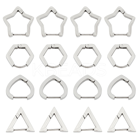 8Pairs 4 Styles 304 Stainless Steel Huggie Hoop Earrings STAS-UN0021-60P-1