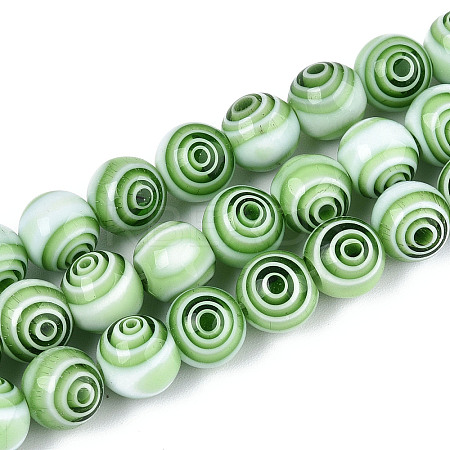 Handmade Millefiori Glass Round Beads Strands LK-R004-93C-1