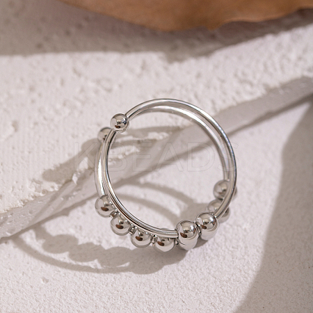 304 Stainless Steel Sliding Bead Finger Rings OK3512-3-1