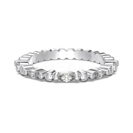 Rhodium Plated 925 Sterling Silver Micro Pave Cubic Zirconia Finger Rings for Women RJEW-K253-09P-1