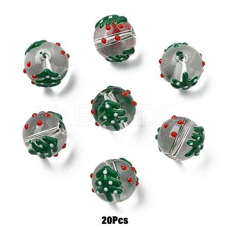 Christmas Transparent Glass Enamel Beads GLAA-YW0005-06D-01-1