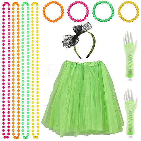 80s Fancy Dress Neon Accessories Tutu Party Costume Sets DIY-WH20062-11C-1