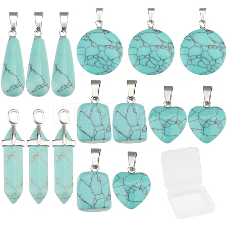 20Pcs 5 Style Dyed Synthetic Turquoise Pendants G-SC0001-76-1