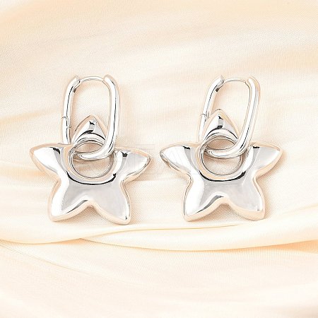 Star Brass Hoop Earrings for Women EJEW-U057-06C-02P-1