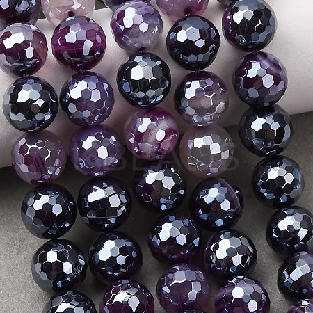 Electroplated Natural Agate Beads Strands G-B191-A07-10mm-10-1