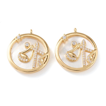 Real 18K Gold Plated Brass Micro Pave Clear Cubic Zirconia Pendants ZIRC-Z007-22E-1