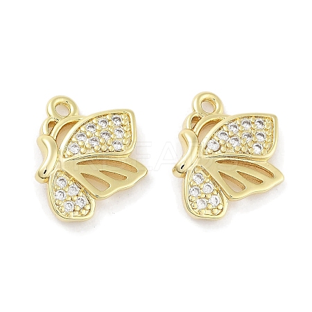 Brass Micro Pave Clear Cubic Zirconia Pendants ZIRC-P120-12G-1