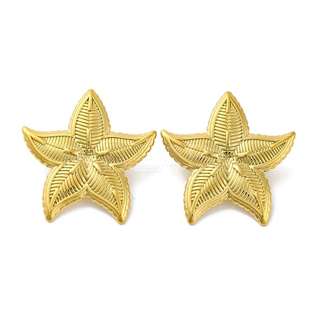Ion Plating(IP) 304 Stainless Steel Starfish Stud Earrings EJEW-D281-22G-1