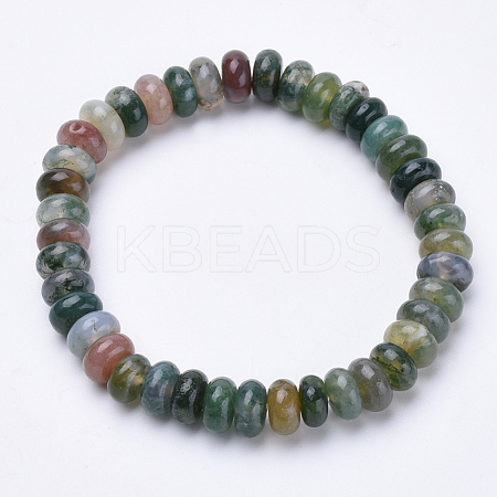 Natural Indian Agate  Beaded Stretch Bracelets BJEW-S127-02-1