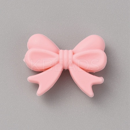 Bowknot Silicone Beads LS-SIL-WH0010-24-1