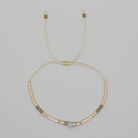 Adjustable Glass Seed Bead Braided Bead Bracelets for Women VT9382-46-1