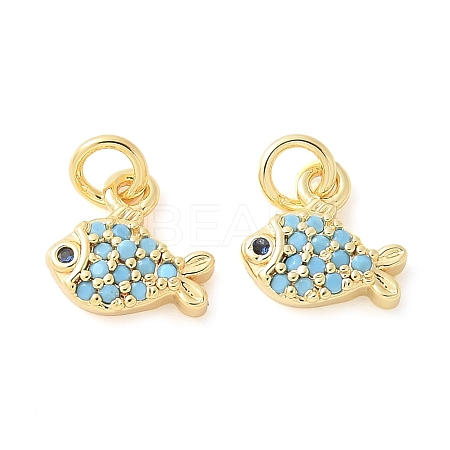 Brass Micro Pave Cubic Zirconia Pendants KK-U056-19G-1