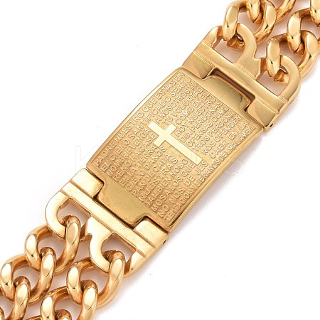 Rectangle with Holy Bible Link Bracelet BJEW-G649-04G-A-1
