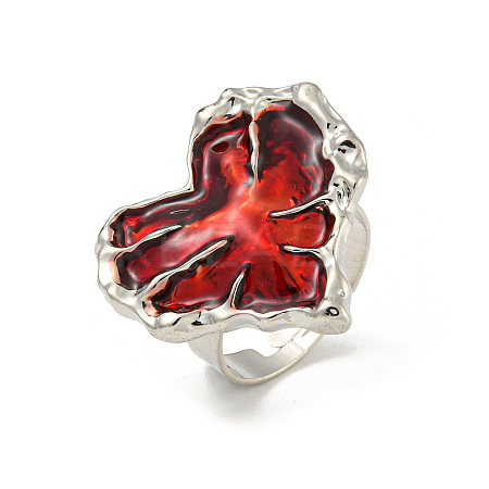 Heart Zinc Alloy Enamel Adjustable Rings for Women RJEW-Z048-04P-1