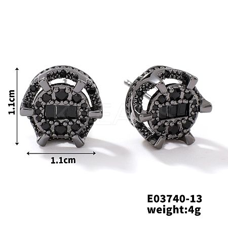 Chic Brass Cubic Zirconia Stud Earrings ZD1304-5-1