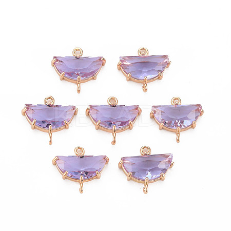 Transparent Faceted Glass Connector Charms GLAA-T021-25B-RS-1