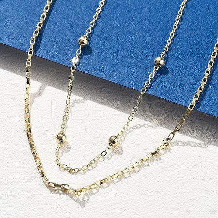 Brass Double Layer Necklaces NJEW-D302-54G-1