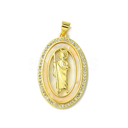Real 18K Gold Plated Brass Micro Pave Cubic Zirconia Pendants KK-H472-14G-11-1