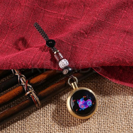 Luminous Brass & Lampwork Twelve Zodiac Turning Pendant Decorations LUMI-PW0004-019F-1