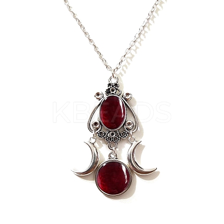 Gothic Triple Moon Goddess Glass Pendant Necklace LS-PW-WGDB247-02-1