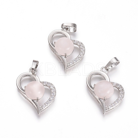 Natural Rose Quartz Pendants G-L512-O13-1
