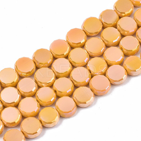 Electroplate Opaque Solid Color Glass Beads Strands EGLA-T020-07K-1