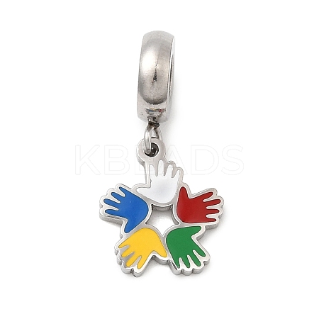 304 Stainless Steel Colorful Enamel European Dangle Charms STAS-D153-01B-P-1