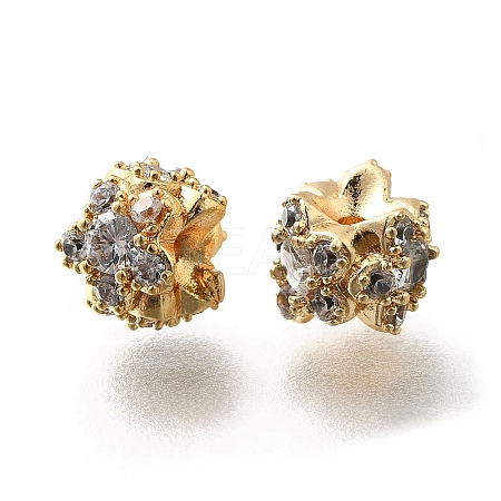 Brass Micro Pave Cubic Zirconia Beads KK-M318-14G-1