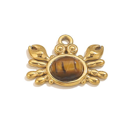 Natural Tiger Eye Sea Animal Pendants LS-STAS-P408-10G-01-1