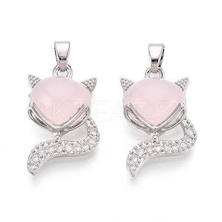 Brass Micro Pave Cubic Zirconia Pendants KK-N264-08P-1