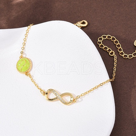 Sports Brass Micro Pave Cubic Zirconia Infinity Link Bracelets BJEW-D386-01A-G-1