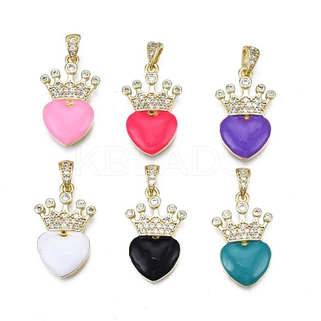 Brass Micro Pave Clear Cubic Zirconia Pendants ZIRC-N039-208-1