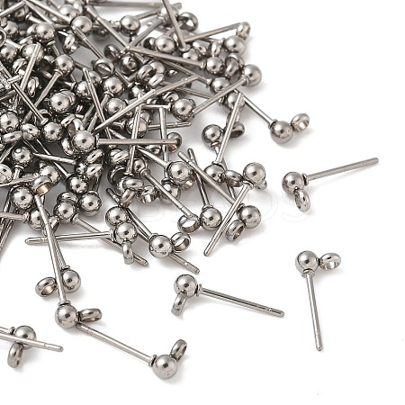 304 Stainless Steel Ball Post Stud Earring Findings STAS-Z035-01P-G-1