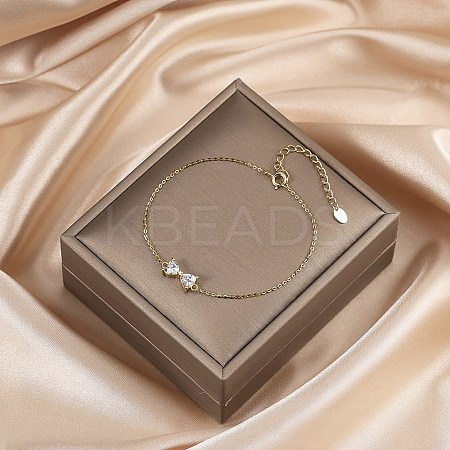 925 Sterling Silver Bowknot Link Bracelets BJEW-C106-02G-1