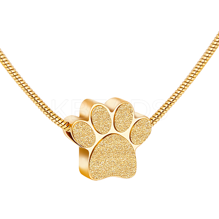 Paw Print Urn Ashes Necklace NJEW-WH0024-01G-1