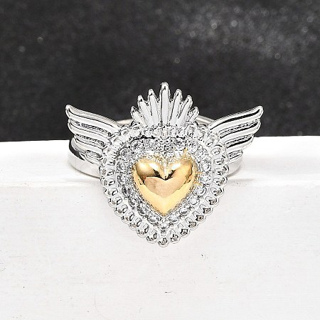 Gothic Style Brass Micro Pave Clear Cubic Zirconia Cuff Rings for Women RJEW-U051-02C-GP-1