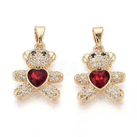 Brass Micro Pave Cubic Zirconia Pendants KK-CJC0015-19G-05-1