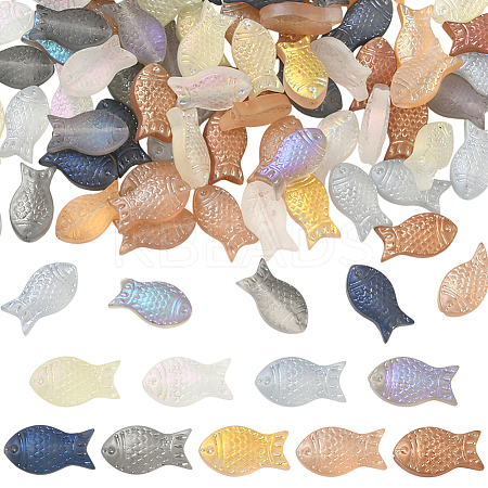 90Pcs 9 Colors Frosted Glass Beads Strands GLAA-SC0002-86-1