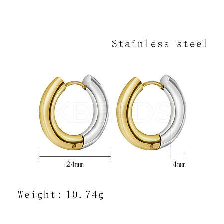 Two Tone 304 Stainless Steel Huggie Hoop Earrings for Women WQ4078-2-1