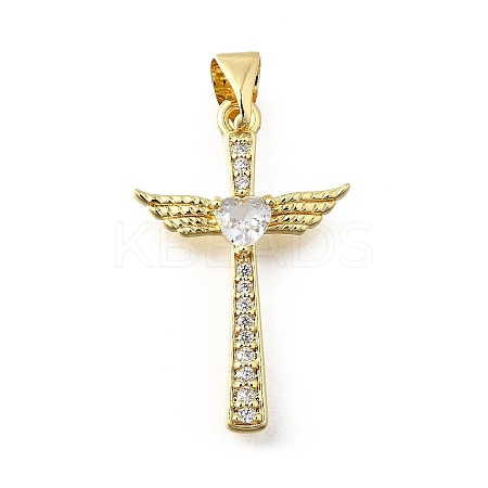 Brass Micro Pave Cubic Zirconia Pendants KK-Q066-40G-01-1