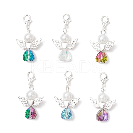 Glass Angel Pendant Decorations HJEW-JM03561-S-1