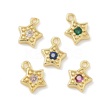 Brass Micro Pave Cubic Zirconia Charms KK-G548-19G-1