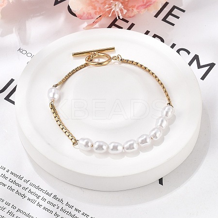 304 Stainless Steel Boston Link Chains Bracelets for Women BJEW-C089-10G-1